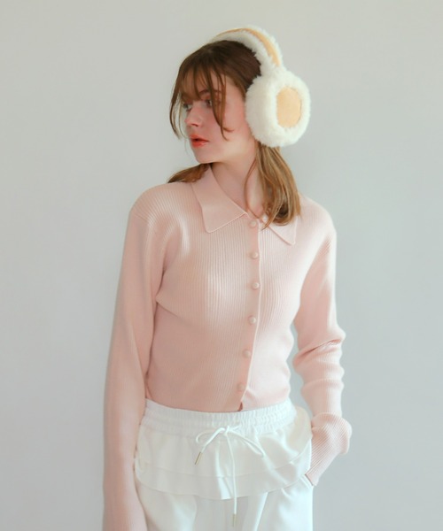 mic by Olu.（ミックバイオルドット）の「＜ ZOZOTOWN限定 ＞リブラインポロニット（ニット/セーター・レディース・ブラック/チャコールグレー/ピンク・FREE）」の7枚目の写真