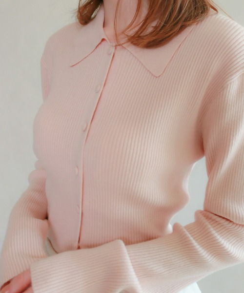 mic by Olu.（ミックバイオルドット）の「＜ ZOZOTOWN限定 ＞リブラインポロニット（ニット/セーター・レディース・ブラック/チャコールグレー/ピンク・FREE）」の9枚目の写真