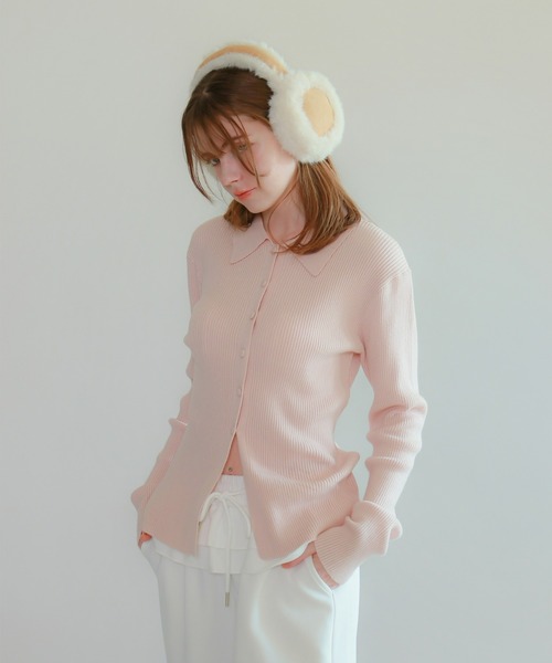 mic by Olu.（ミックバイオルドット）の「＜ ZOZOTOWN限定 ＞リブラインポロニット（ニット/セーター・レディース・ブラック/チャコールグレー/ピンク・FREE）」の10枚目の写真