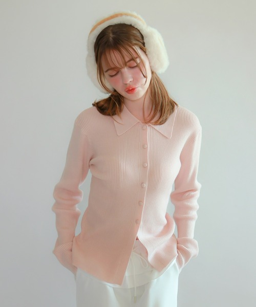 mic by Olu.（ミックバイオルドット）の「＜ ZOZOTOWN限定 ＞リブラインポロニット（ニット/セーター・レディース・ブラック/チャコールグレー/ピンク・FREE）」の11枚目の写真