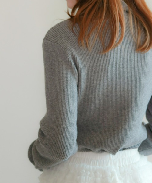 mic by Olu.（ミックバイオルドット）の「＜ ZOZOTOWN限定 ＞リブラインポロニット（ニット/セーター・レディース・ブラック/チャコールグレー/ピンク・FREE）」の16枚目の写真