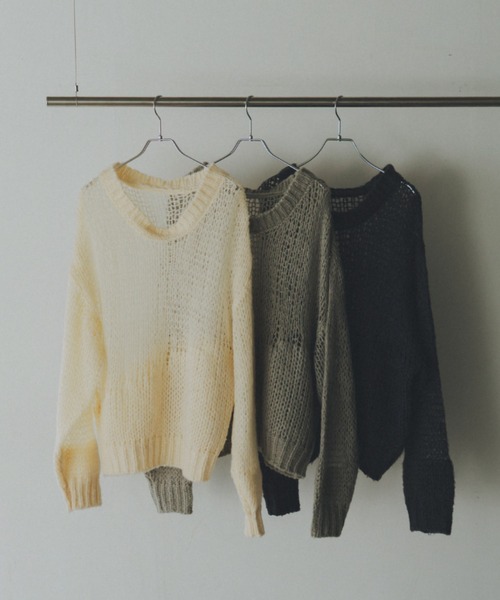 lit(リット)の「Openwork Over Knit(ニット/セーター・レディース・スモークグレー/チャコールグレー/アイボリー・FREE)」の18枚目の写真