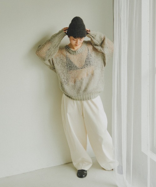 lit(リット)の「Openwork Over Knit(ニット/セーター・レディース・スモークグレー/チャコールグレー/アイボリー・FREE)」の4枚目の写真