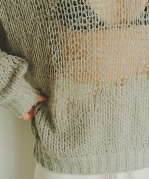 lit(リット)の「Openwork Over Knit(ニット/セーター・レディース・スモークグレー/チャコールグレー/アイボリー・FREE)」の8枚目の写真