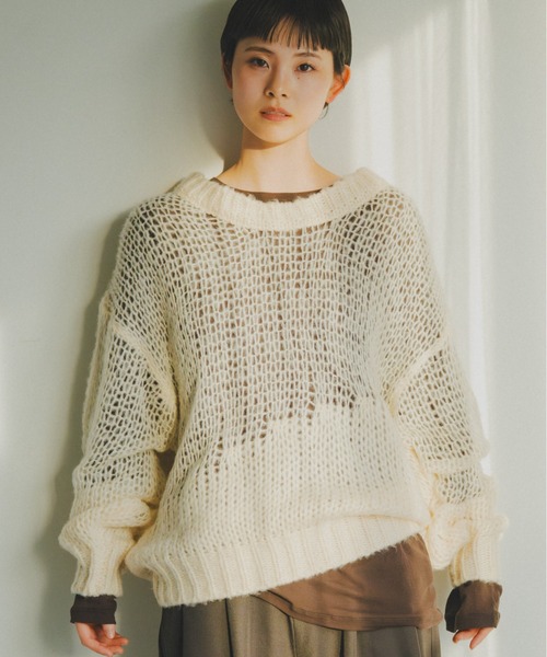 lit(リット)の「Openwork Over Knit(ニット/セーター・レディース・スモークグレー/チャコールグレー/アイボリー・FREE)」の9枚目の写真