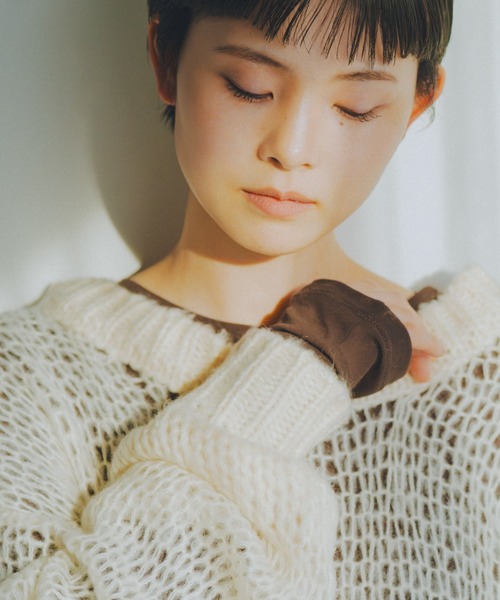 lit(リット)の「Openwork Over Knit(ニット/セーター・レディース・スモークグレー/チャコールグレー/アイボリー・FREE)」の14枚目の写真