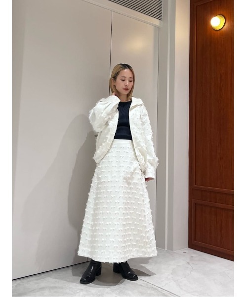 ESTNATION（エストネーション）の「ESTNATION / リボンカットジャガードスカート（スカート・レディース・ブラック/ホワイト・38/36）」の15枚目の写真