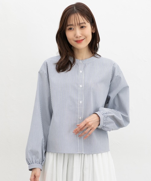 Honeys(ハニーズ)の「ショート丈スタンドシャツ(シャツ/ブラウス・レディース・ホワイト/サックスブルー系/ネイビー系/ブラック・S/M/L)」の17枚目の写真