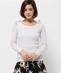 one after another NICE CLAUP | 【ナイスクラップ】肩リボンテレコ長袖Tシャツ(Tシャツ/カットソー)