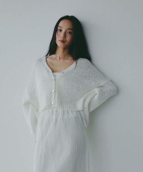 A part by（アパートバイ）の「テープヤーンニットカーディガン（カーディガン/ボレロ・レディース・ブルー系その他3/チャコールグレー/オフホワイト/ピンク系その他・FREE）」の2枚目の写真