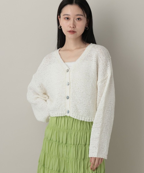 A part by（アパートバイ）の「テープヤーンニットカーディガン（カーディガン/ボレロ・レディース・ブルー系その他3/チャコールグレー/オフホワイト/ピンク系その他・FREE）」の6枚目の写真