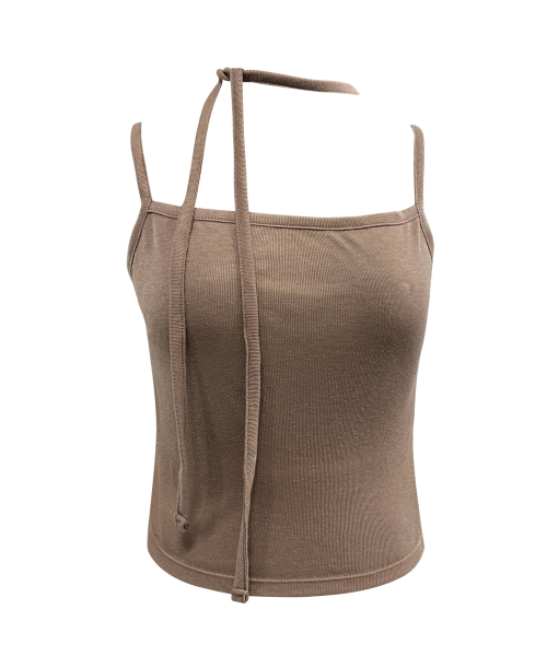 SETSETSET(セットセットセット)の「SLEEVELESS CROP TOP BROWN(Tシャツ/カットソー・レディース・その他・ONE SIZE)」の1枚目の写真