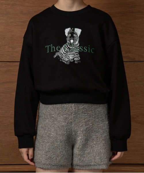 lawgy（ラウジー）の「dog print sweat / ドッグプリントスウェット（スウェット・レディース・ブラック/グレー/ホワイト・FREE）」の2枚目の写真