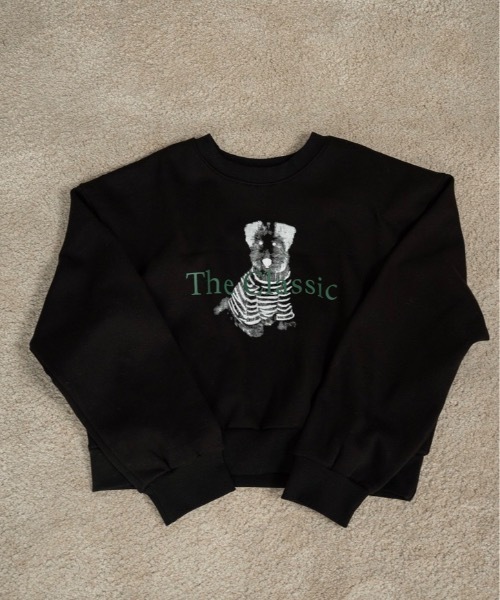 lawgy（ラウジー）の「dog print sweat / ドッグプリントスウェット（スウェット・レディース・ブラック/グレー/ホワイト・FREE）」の7枚目の写真