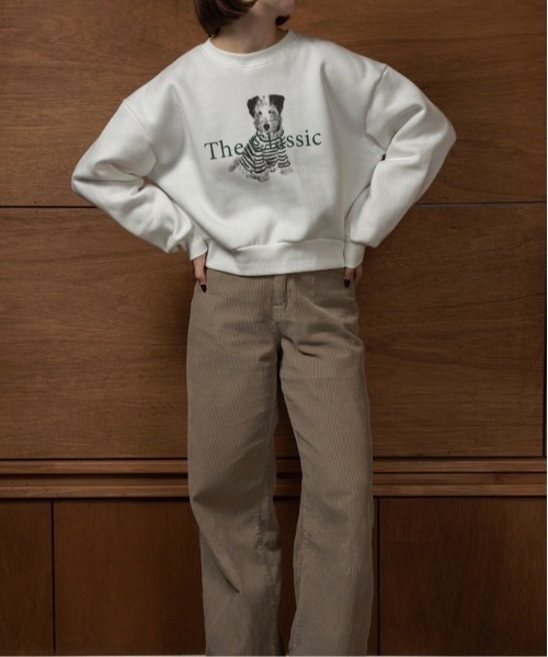 lawgy（ラウジー）の「dog print sweat / ドッグプリントスウェット（スウェット・レディース・ブラック/グレー/ホワイト・FREE）」の10枚目の写真