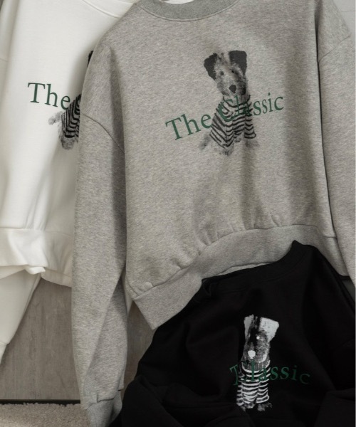 lawgy（ラウジー）の「dog print sweat / ドッグプリントスウェット（スウェット・レディース・ブラック/グレー/ホワイト・FREE）」の8枚目の写真