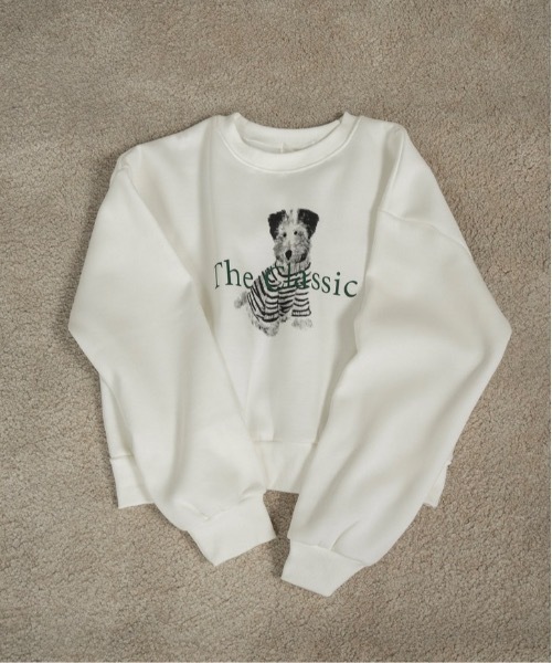 lawgy（ラウジー）の「dog print sweat / ドッグプリントスウェット（スウェット・レディース・ブラック/グレー/ホワイト・FREE）」の5枚目の写真