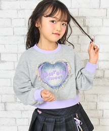 ANAP kids（アナップキッズ）の「ハート デニムワッペン 配色 スウェット  トレーナー（その他トップス）」