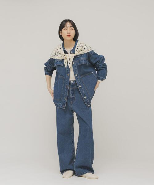 KBF(ケイビーエフ)の「トライアングルクロシェスカーフ(バンダナ/スカーフ・レディース・ダークブラウン/アイボリー・ONE)」の5枚目の写真