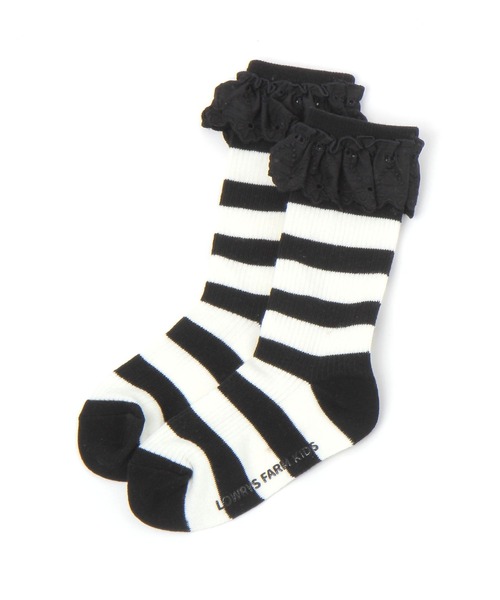 LOWRYS FARM(ローリーズファーム)の「ボーダーレースソックス 636235(ソックス/靴下・キッズ・ブラック/グレー・LARGE/MEDIUM)」の5枚目の写真