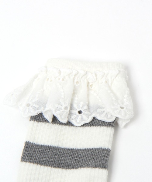 LOWRYS FARM(ローリーズファーム)の「ボーダーレースソックス 636235(ソックス/靴下・キッズ・ブラック/グレー・LARGE/MEDIUM)」の9枚目の写真