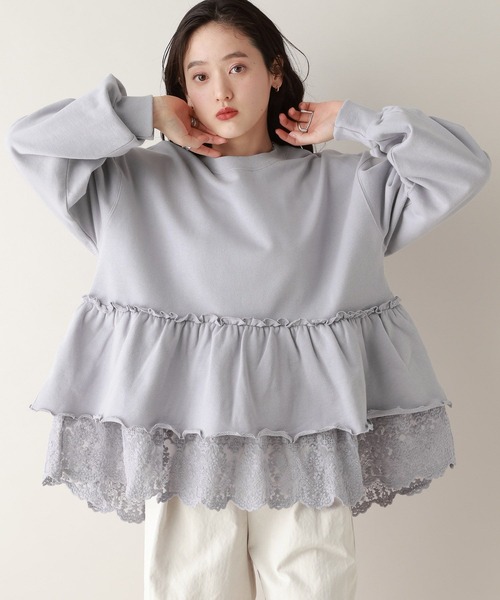 RAGEBLUE(レイジブルー)の「レースレイヤードペプラムスウェット(スウェット・レディース・ネイビー/パープル・FREE)」の2枚目の写真