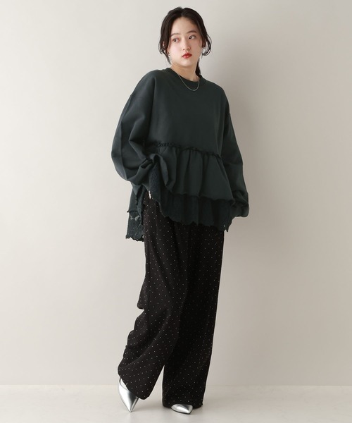 RAGEBLUE(レイジブルー)の「レースレイヤードペプラムスウェット(スウェット・レディース・ネイビー/パープル・FREE)」の3枚目の写真