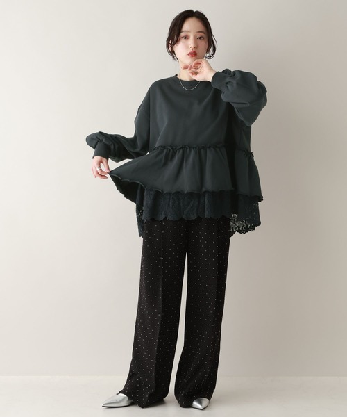 RAGEBLUE(レイジブルー)の「レースレイヤードペプラムスウェット(スウェット・レディース・ネイビー/パープル・FREE)」の4枚目の写真