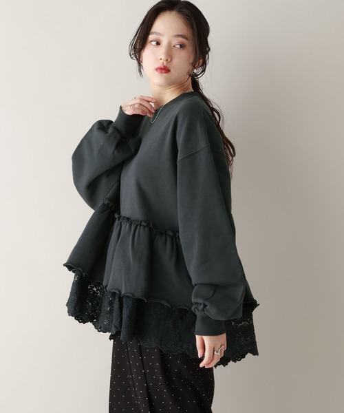 RAGEBLUE(レイジブルー)の「レースレイヤードペプラムスウェット(スウェット・レディース・ネイビー/パープル・FREE)」の5枚目の写真