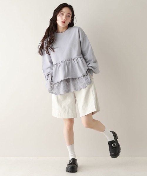 RAGEBLUE(レイジブルー)の「レースレイヤードペプラムスウェット(スウェット・レディース・ネイビー/パープル・FREE)」の7枚目の写真