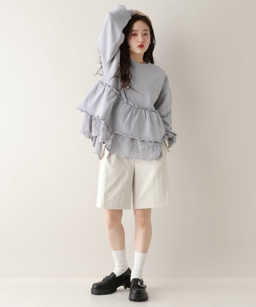 RAGEBLUE(レイジブルー)の「レースレイヤードペプラムスウェット(スウェット・レディース・ネイビー/パープル・FREE)」の8枚目の写真