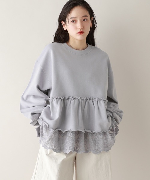 RAGEBLUE(レイジブルー)の「レースレイヤードペプラムスウェット(スウェット・レディース・ネイビー/パープル・FREE)」の9枚目の写真