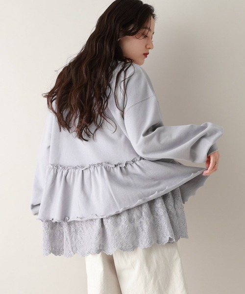 RAGEBLUE(レイジブルー)の「レースレイヤードペプラムスウェット(スウェット・レディース・ネイビー/パープル・FREE)」の11枚目の写真