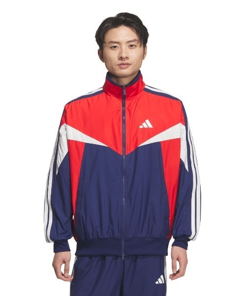 adidas(アディダス)の「アディダス adidas マストハブ ルーズフィット カラー ブロック メッシュライニング ウインドブレーカー ジャケット(ナイロンジャケット・メンズ・グリーン/ダークブルー/ブラック×グレー・M/L/LL)」の3枚目の写真