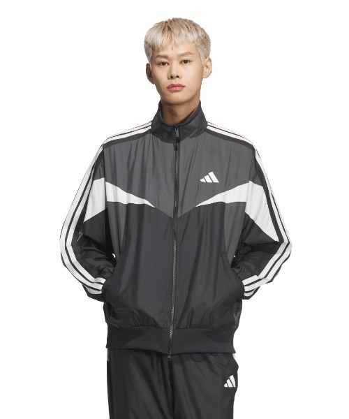 adidas(アディダス)の「アディダス adidas マストハブ ルーズフィット カラー ブロック メッシュライニング ウインドブレーカー ジャケット(ナイロンジャケット・メンズ・グリーン/ダークブルー/ブラック×グレー・M/L/LL)」の2枚目の写真