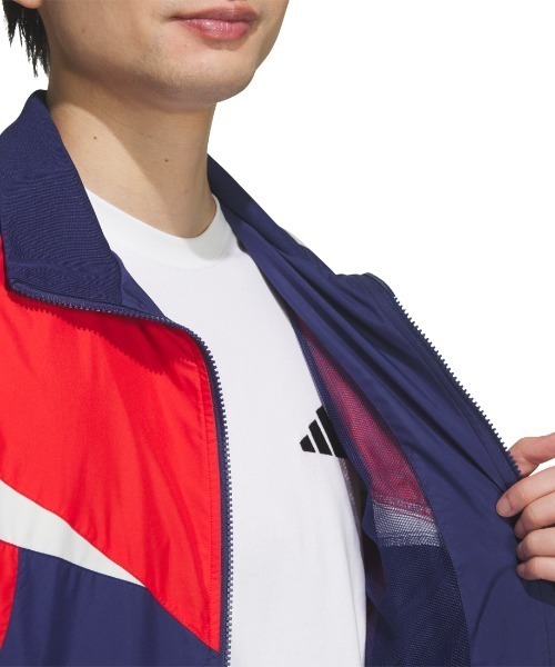adidas(アディダス)の「アディダス adidas マストハブ ルーズフィット カラー ブロック メッシュライニング ウインドブレーカー ジャケット(ナイロンジャケット・メンズ・グリーン/ダークブルー/ブラック×グレー・M/L/LL)」の14枚目の写真