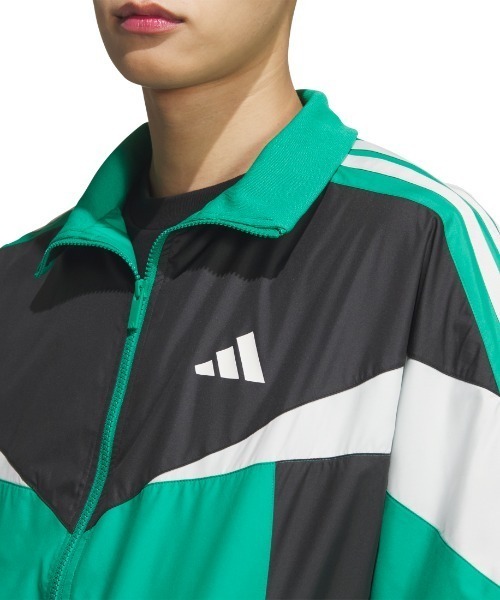 adidas(アディダス)の「アディダス adidas マストハブ ルーズフィット カラー ブロック メッシュライニング ウインドブレーカー ジャケット(ナイロンジャケット・メンズ・グリーン/ダークブルー/ブラック×グレー・M/L/LL)」の17枚目の写真