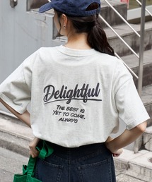 カレッジロゴ刺繍 サイドスリット オーバーサイズ 半袖Tシャツ