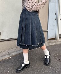 CIAOPANIC | 【ANTI WARP /アンチワープ】スカートレイヤードハーフデニムパンツ(デニムパンツ)