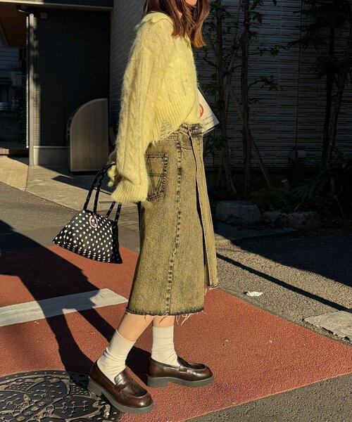 CIAOPANIC（チャオパニック）の「【ANTI WARP /アンチワープ】スカートレイヤードハーフデニムパンツ（デニムパンツ・レディース・イエロー/インディゴブルー・MEDIUM/LARGE）」の15枚目の写真