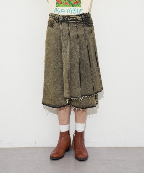 CIAOPANIC(チャオパニック)の「【ANTI WARP /アンチワープ】スカートレイヤードハーフデニムパンツ(デニムパンツ・レディース・イエロー/インディゴブルー・MEDIUM/LARGE)」の17枚目の写真