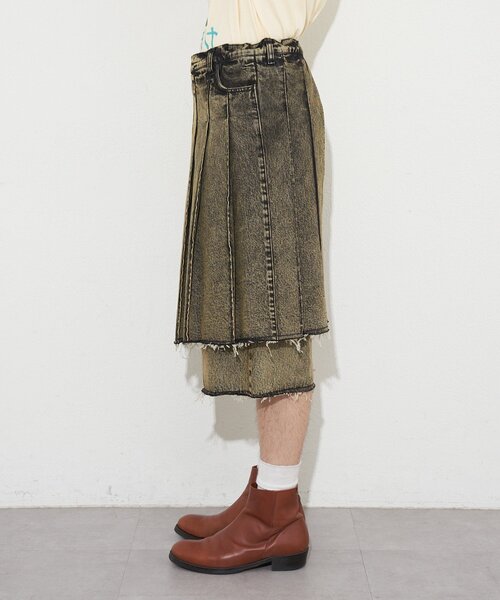 CIAOPANIC(チャオパニック)の「【ANTI WARP /アンチワープ】スカートレイヤードハーフデニムパンツ(デニムパンツ・レディース・イエロー/インディゴブルー・MEDIUM/LARGE)」の18枚目の写真