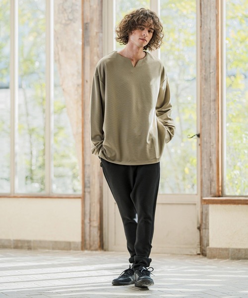 mlt5586- キーネックサイドスリットカットソー（Tシャツ/カットソー
