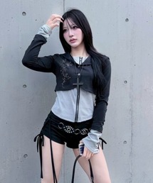 Never mind the XU / Chikashitsu+ | 【nmtc+】bi color vintage zip up hoodie / 【エヌエムティーシープラス】バイカラービンテージジップアップパーカー(カーディガン/ボレロ)