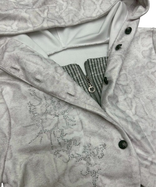 Never mind the XU / Chikashitsu+（ネバーマインド ザ エックスユー / チカシツプラス）の「【nmtc+】bi color vintage zip up hoodie / 【エヌエムティーシープラス】バイカラービンテージジップアップパーカー（カーディガン/ボレロ・レディース・ブラック/ホワイト・ONE SIZE）」の13枚目の写真