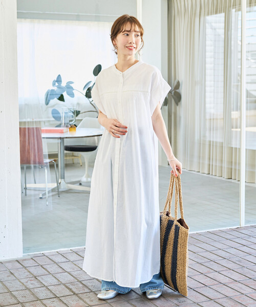 タンゴ•社交ダンスなど/ノースリーブワンピース 限定展開 インドボイル ハシゴレース ボタン ノースリーブ ワンピース