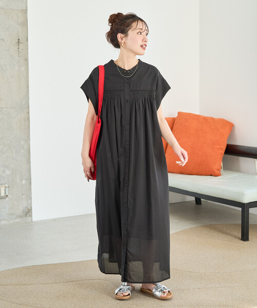 FREAK'S STORE（フリークスストア）の「限定展開　インドボイル ハシゴレース ボタン ノースリーブ ワンピース（ワンピース・レディース・モカ/ブラック/ブルー/オフホワイト/ラベンダー・SMALL/MEDIUM）」の11枚目の写真