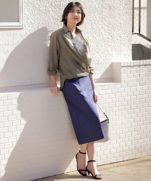 J.PRESS Ladies(J.プレス レディス)の「【WEB限定カラーあり・2way・セット着用可】リネン シャツ ブラウス(シャツ/ブラウス・レディース・ダルブルー系/ベージュ系/ネイビー系/ブラウン系/ピンク系・XS)」の14枚目の写真
