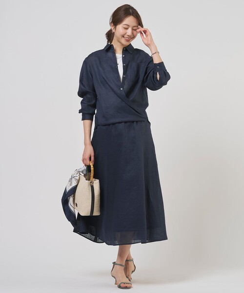 J.PRESS Ladies(J.プレス レディス)の「【WEB限定カラーあり・2way・セット着用可】リネン シャツ ブラウス(シャツ/ブラウス・レディース・ダルブルー系/ベージュ系/ネイビー系/ブラウン系/ピンク系・XS)」の21枚目の写真