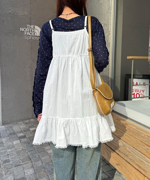 CIAOPANIC（チャオパニック）の「レーステープコットンチュニックキャミワンピース（チュニック・レディース・ブラウン/ホワイト・ONE SIZE）」の8枚目の写真